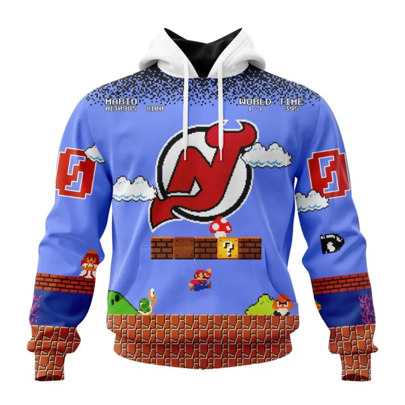 NHL New Jersey Devils Special Kits With Super Mario Game Design,QTNHL080524A2447