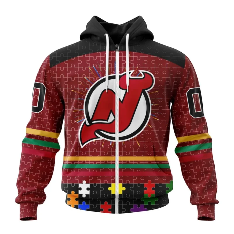 NHL Personalized Name And Number, New Jersey Devils, Specialized Fearless Aganst Autism ,QTNHL Personalized Name And Number,080524B2521