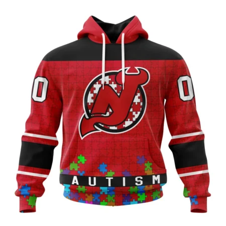 NHL New Jersey Devils, Specialized Unisex Kits Hockey Fights Against Autism,QTNHL080524A2658