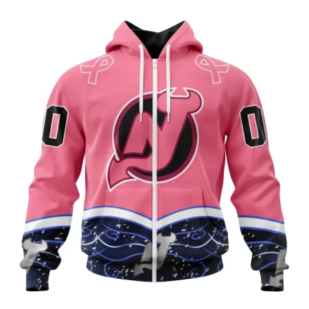 NHL New Jersey Devils, Specialized Unisex For Hockey Fights Cancer,QTNHL 080524B2825