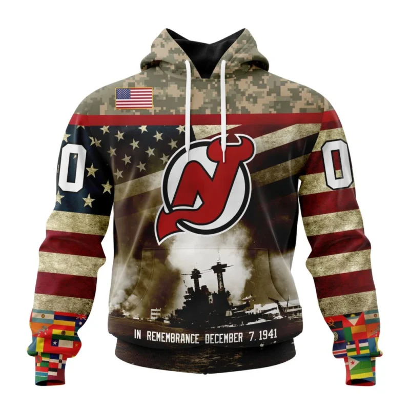 NHL New Jersey Devils, Specialized Unisex Kits Remember Pearl Harbor,QTNHL080524A2983