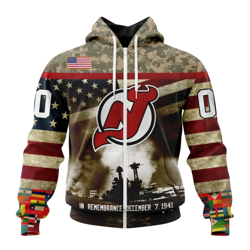 NHL New Jersey Devils, Specialized Unisex Kits Remember Pearl Harbor,QTNHL 080524B2983