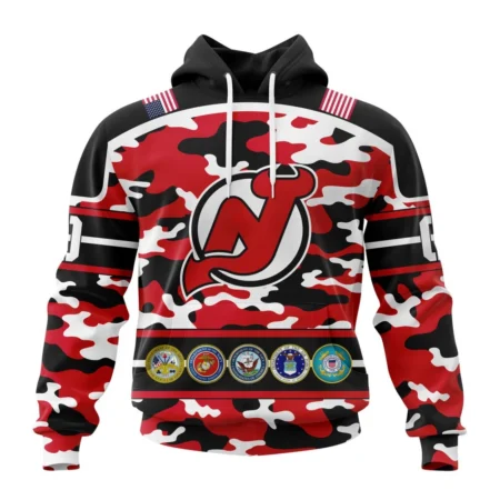 NHL New Jersey Devils, Specialized Design Wih Camo Team Color And Military Force Logo,QTNHL080524A3534