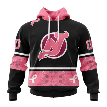 NHL New Jersey Devils, Specialized Design In Classic Style With Paisley, In October We Wear Pink Breast Cancer,QTNHL080524A3591