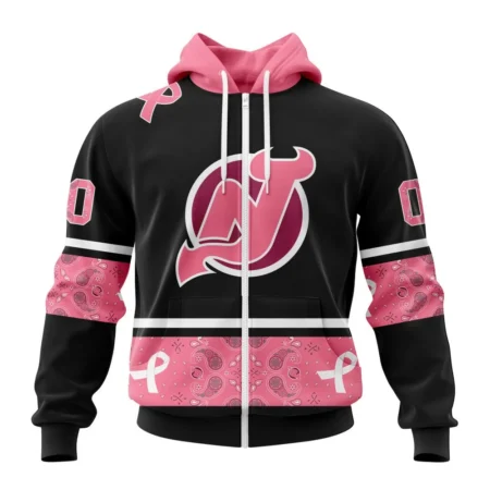 NHL New Jersey Devils, Specialized Design In Classic Style With Paisley, In October We Wear Pink Breast Cancer,QTNHL 080524B3591