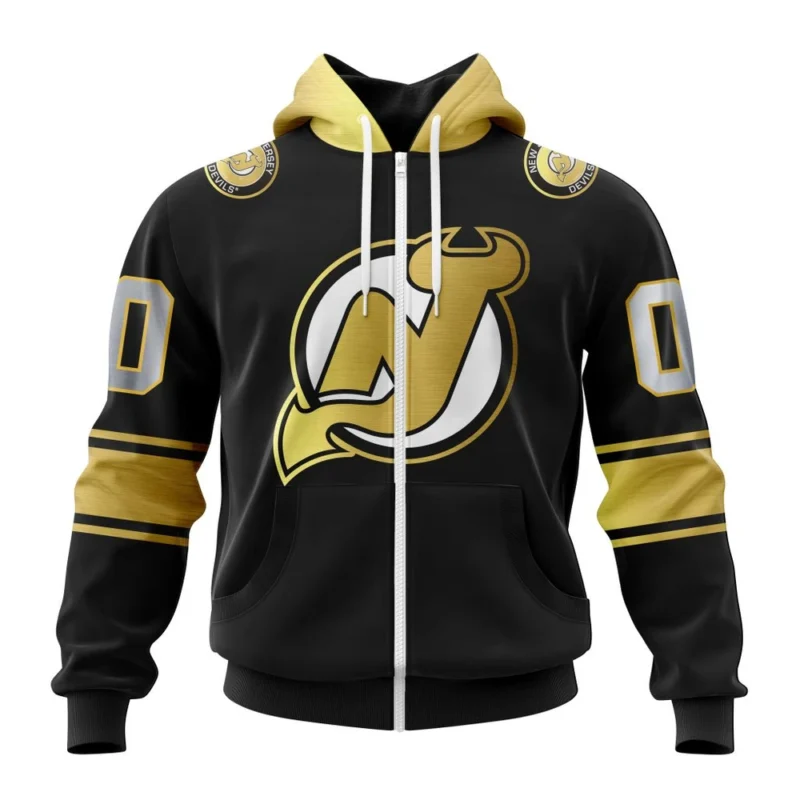 NHL Personalized Name And Number, New Jersey Devils Special Black And Gold Design,QTNHL Personalized Name And Number,080524B770