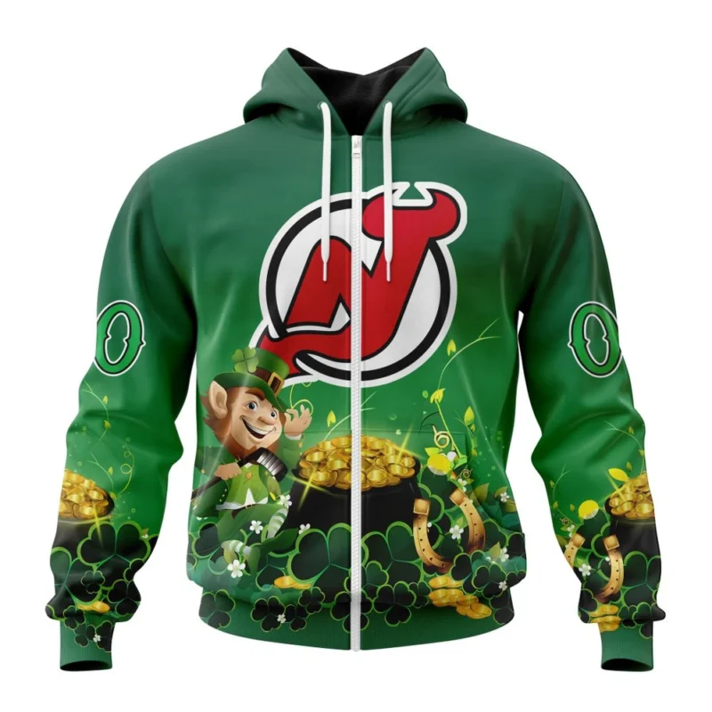 NHL Personalized Name And Number, New Jersey Devils Special Design For St. Patrick' Day,QTNHL Personalized Name And Number,080524B900