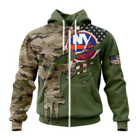 NHL Personalized Name And Number, New York Islanders Special Camo Skull Design,QTNHL Personalized Name And Number,080524B1711