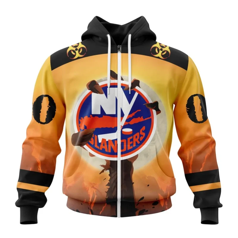 NHL Personalized Name And Number, New York Islanders Special Zombie Design For Halloween,QTNHL Personalized Name And Number,080524B1935