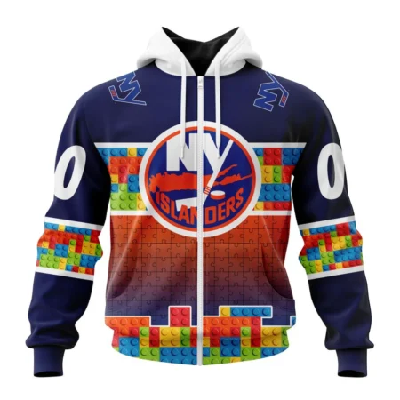 NHL Personalized Name And Number, New York Islanders Special Autism Awareness Design ,QTNHL Personalized Name And Number,080524B2235