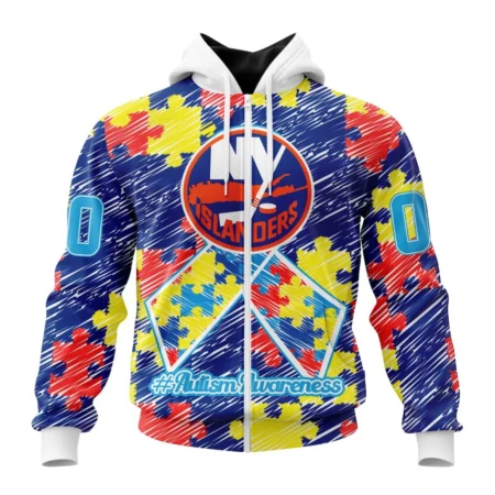 NHL Personalized Name And Number, New York Islanders Special Autism Awareness Design,QTNHL Personalized Name And Number,080524B2472