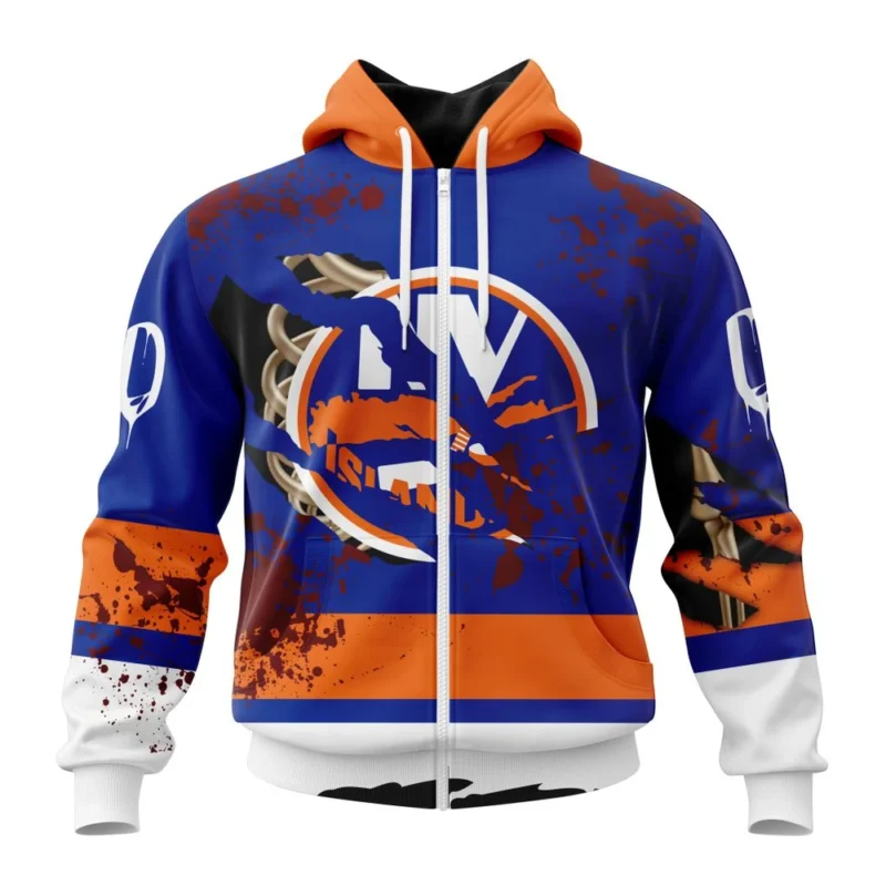 NHL New York Islanders, Specialized Design Jersey With Your Ribs For Halloween,QTNHL 080524B3503