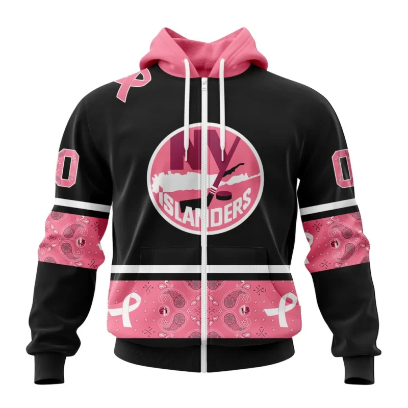 NHL New York Islanders, Specialized Design In Classic Style With Paisley, In October We Wear Pink Breast Cancer,QTNHL 080524B3589