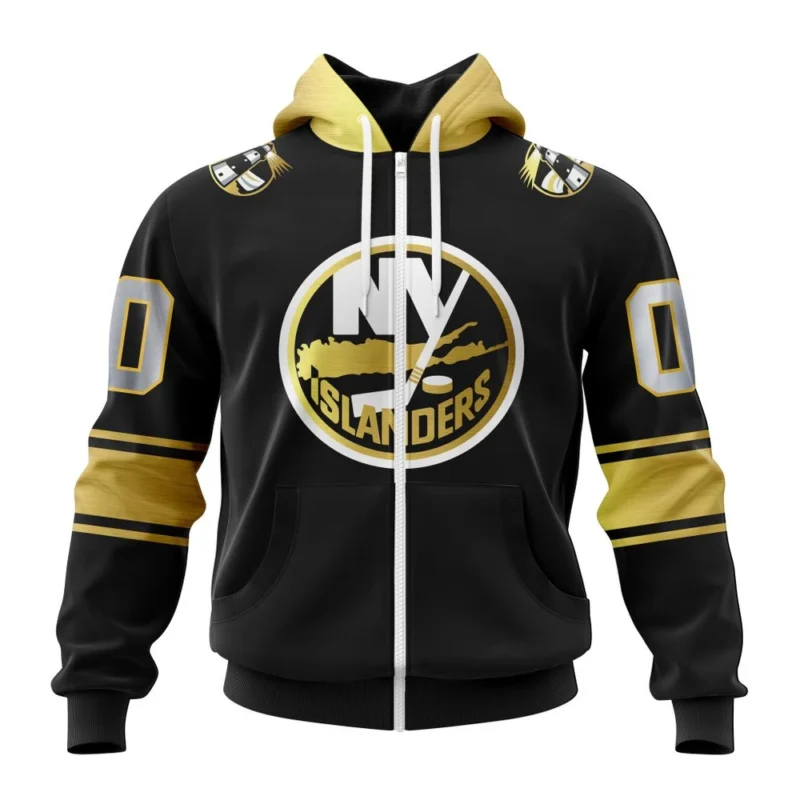 NHL Personalized Name And Number, New York Islanders Special Black And Gold Design,QTNHL Personalized Name And Number,080524B768