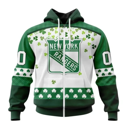 NHL Personalized Name And Number, New York Rangers Special Design For St. Patrick Day,QTNHL Personalized Name And Number,080524B1242