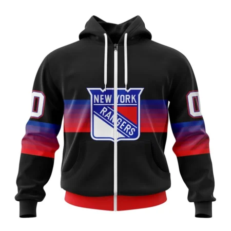 NHL Personalized Name And Number, New York Rangers Special Black And Gradient Design,QTNHL Personalized Name And Number,080524B1405