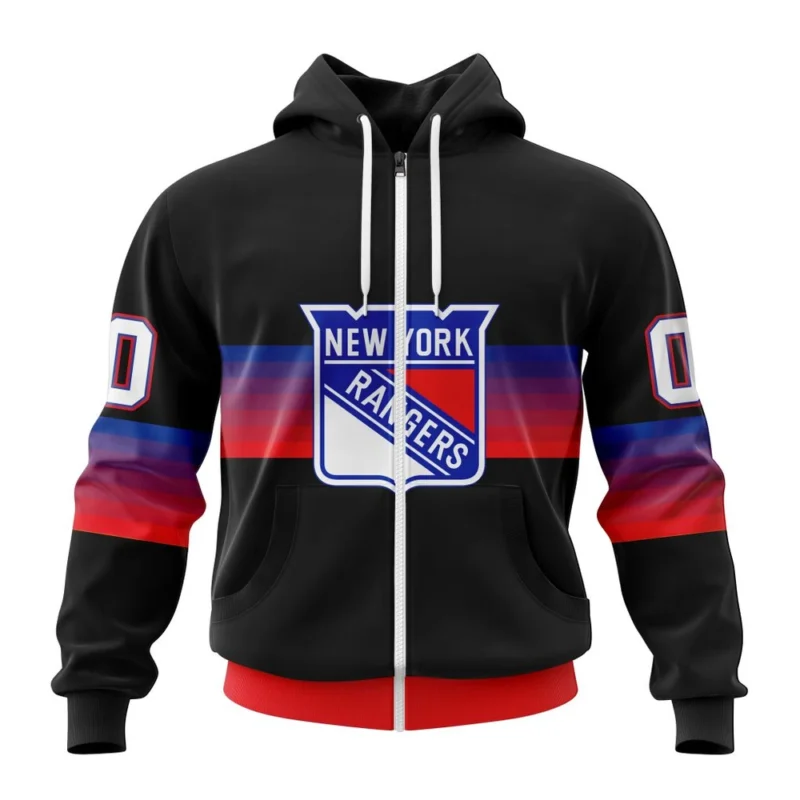 NHL Personalized Name And Number, New York Rangers Special Black And Gradient Design,QTNHL Personalized Name And Number,080524B1405