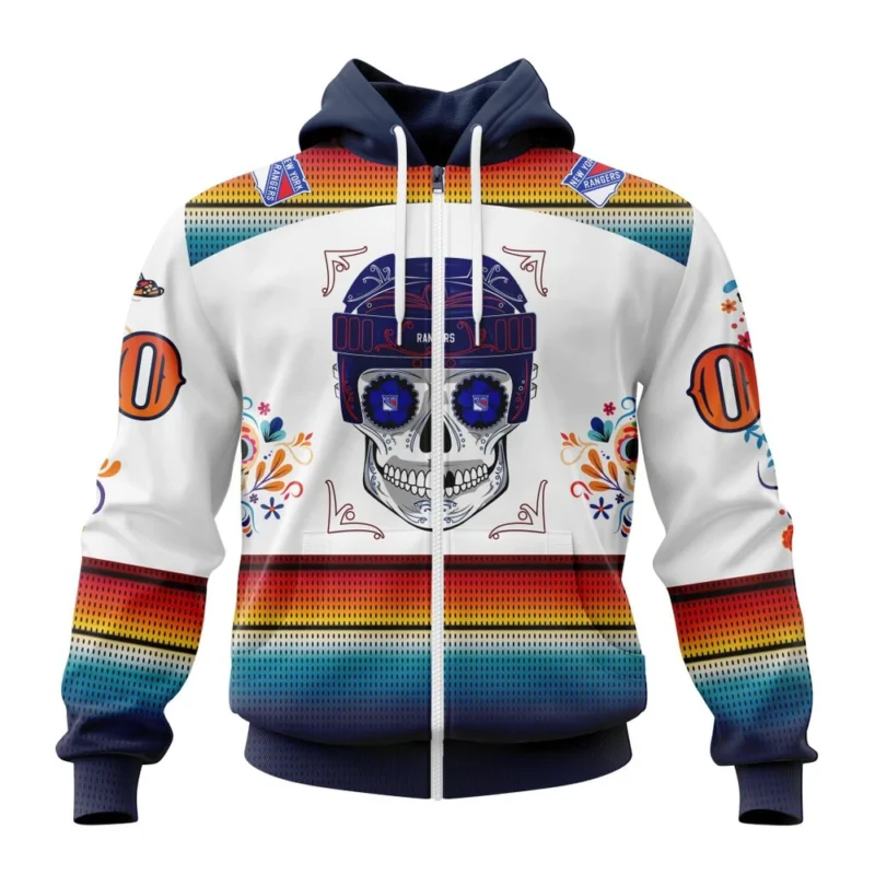 NHL Personalized Name And Number, New York Rangers Special Design For Dia De Los Muertos,QTNHL Personalized Name And Number,080524B1444