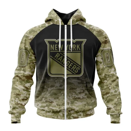 NHL Personalized Name And Number, New York Rangers Special Camo Design For Veterans Day,QTNHL Personalized Name And Number,080524B1774