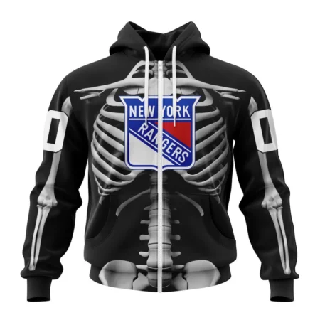 NHL Personalized Name And Number, New York Rangers Special Skeleton Costume For Halloween,QTNHL Personalized Name And Number,080524B2024