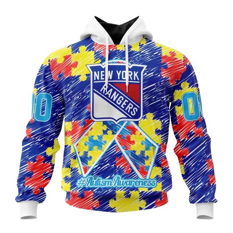 NHL New York Rangers Special Autism Awareness Design,QTNHL080524A2471