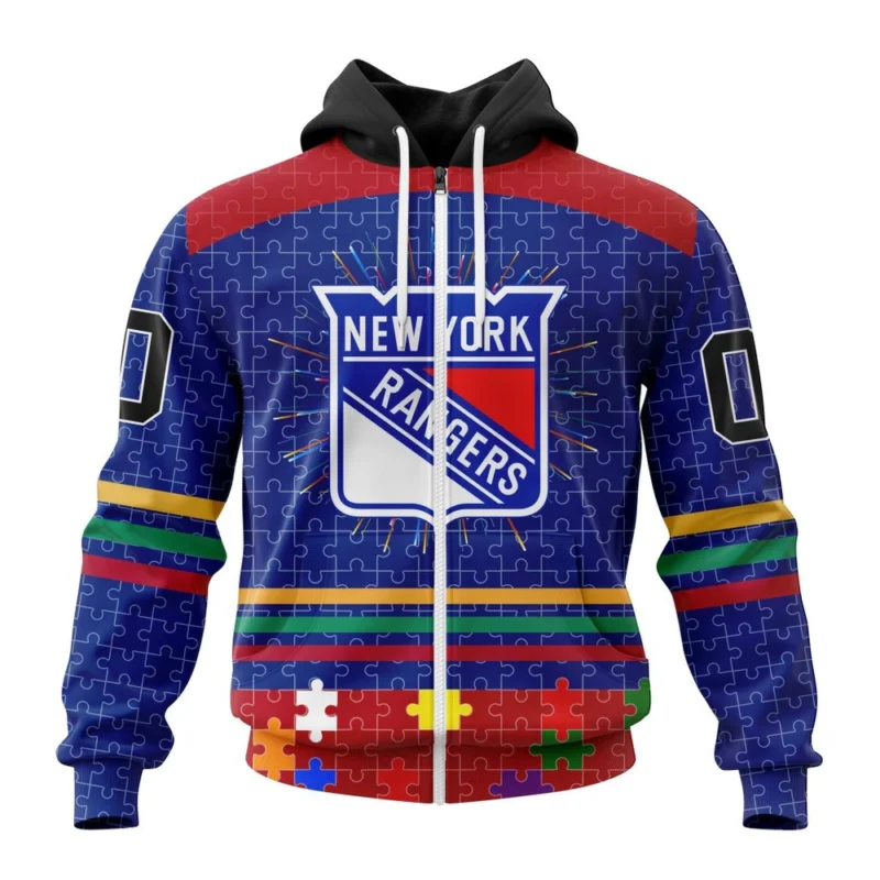 NHL Personalized Name And Number, New York Rangers, Specialized Fearless Aganst Autism ,QTNHL Personalized Name And Number,080524B2518