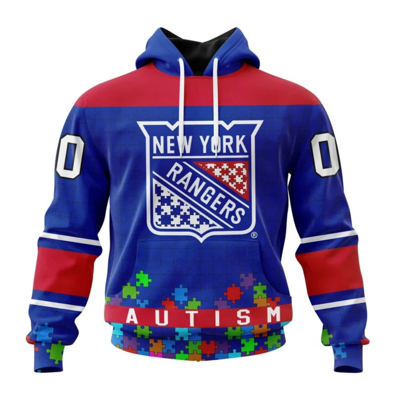 NHL New York Rangers, Specialized Unisex Kits Hockey Fights Against Autism,QTNHL080524A2655