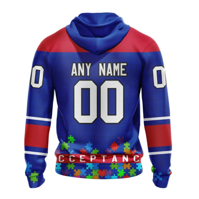 NHL Personalized Name And Number, New York Rangers, Specialized Unisex Kits Hockey Fights Against Autism,QTNHL Personalized Name And Number,080524B2655