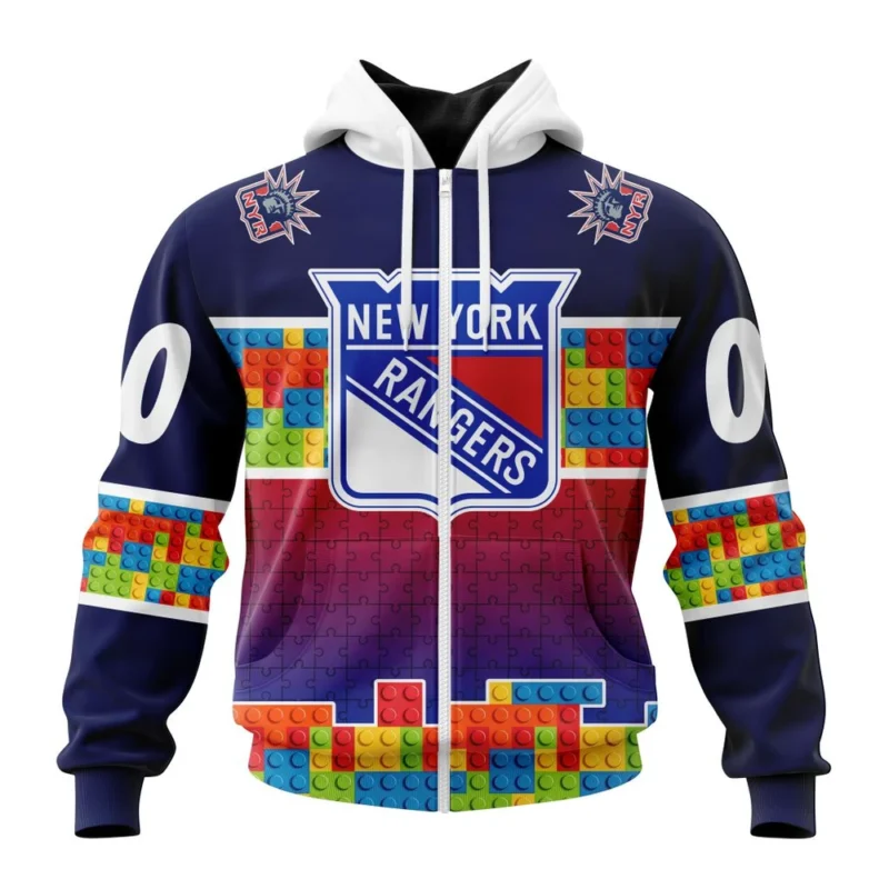 NHL Personalized Name And Number, New York Rangers Special Autism Awareness Design ,QTNHL Personalized Name And Number,080524B270