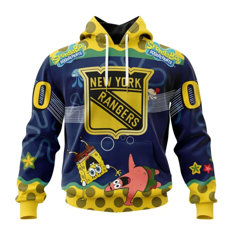 NHL New York Rangers, Specialized Jersey With Spongebob,QTNHL080524A3321