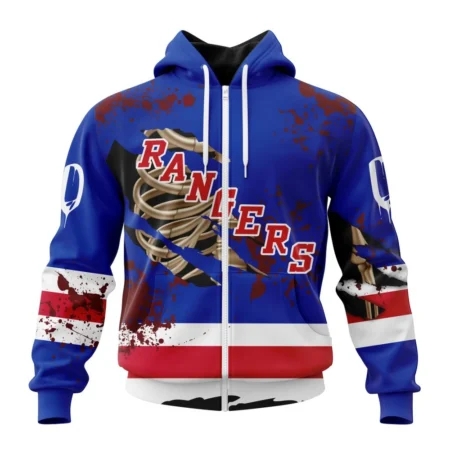 NHL New York Rangers, Specialized Design Jersey With Your Ribs For Halloween,QTNHL 080524B3502