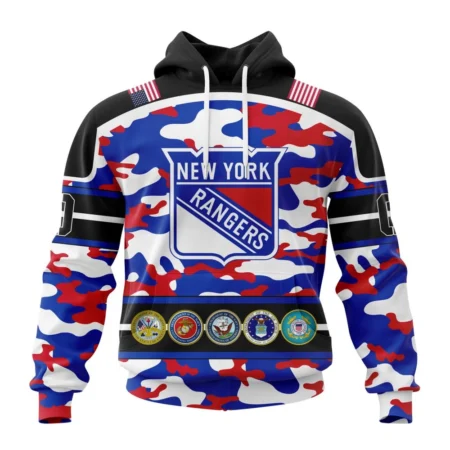 NHL New York Rangers, Specialized Design Wih Camo Team Color And Military Force Logo,QTNHL080524A3531