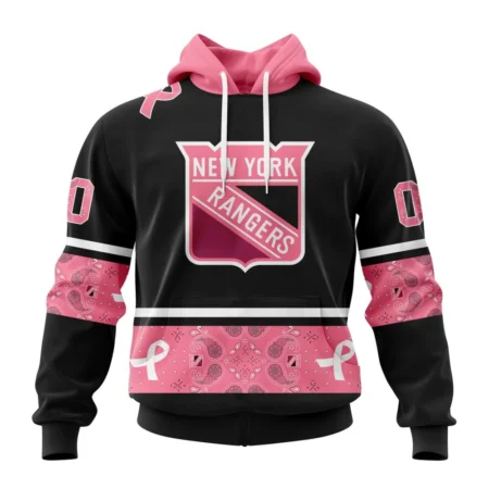 NHL New York Rangers, Specialized Design In Classic Style With Paisley, In October We Wear Pink Breast Cancer,QTNHL080524A3588