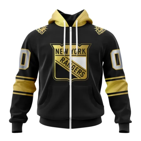 NHL Personalized Name And Number, New York Rangers Special Black And Gold Design,QTNHL Personalized Name And Number,080524B767