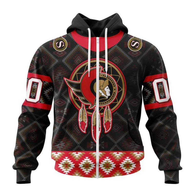 NHL Personalized Name And Number, Ottawa Senators Special Design With Native Pattern,QTNHL Personalized Name And Number,080524B1362