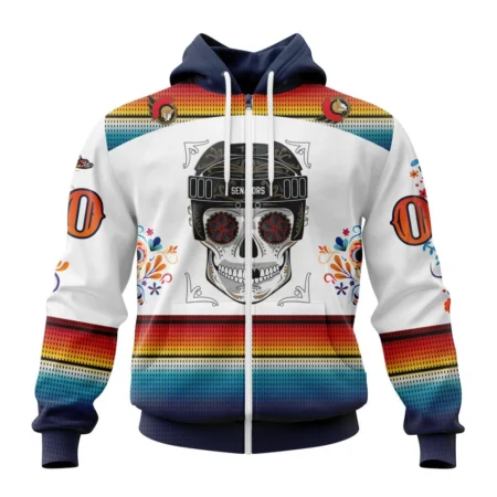 NHL Personalized Name And Number, Ottawa Senators Special Design For Dia De Los Muertos,QTNHL Personalized Name And Number,080524B1443