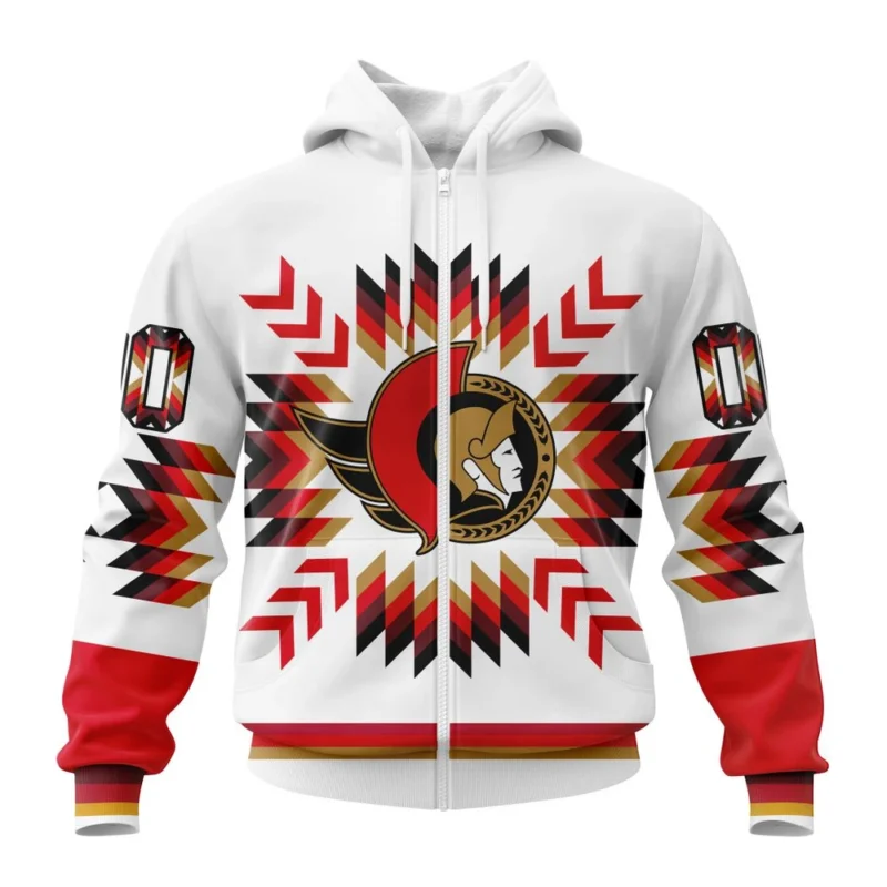 NHL Personalized Name And Number, Ottawa Senators Special Design With Native Pattern,QTNHL Personalized Name And Number,080524B1576