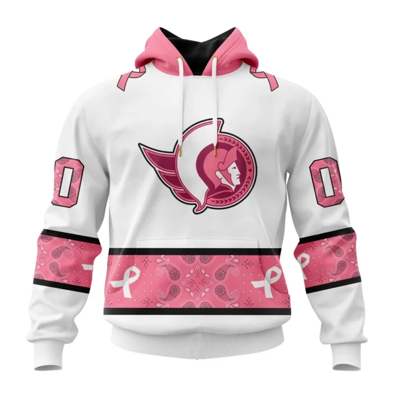 NHL Ottawa Senators In Classic Style With Paisley, In October We Wear Pink Breast Cancer,QTNHL080524A1667