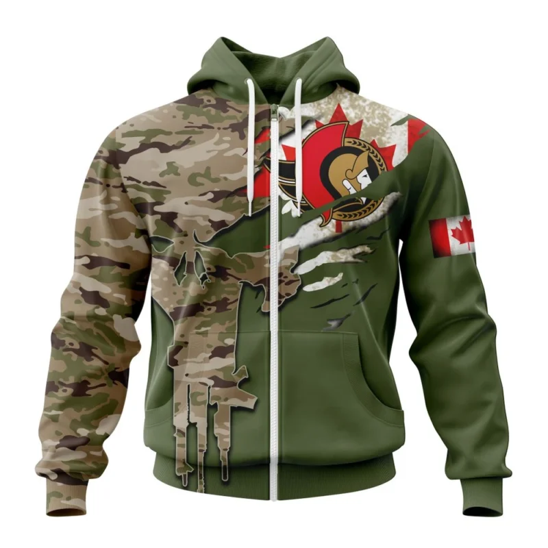 NHL Personalized Name And Number, Ottawa Senators Special Camo Skull Design,QTNHL Personalized Name And Number,080524B1709