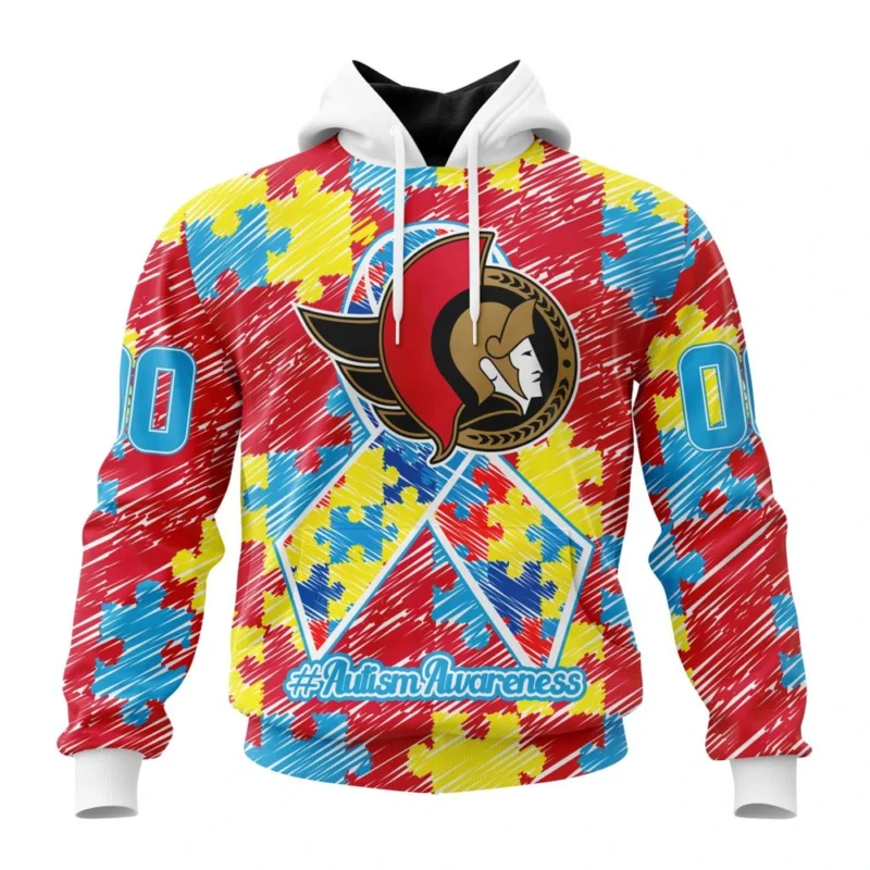 NHL Ottawa Senators Special Autism Awareness Design,QTNHL080524A2470