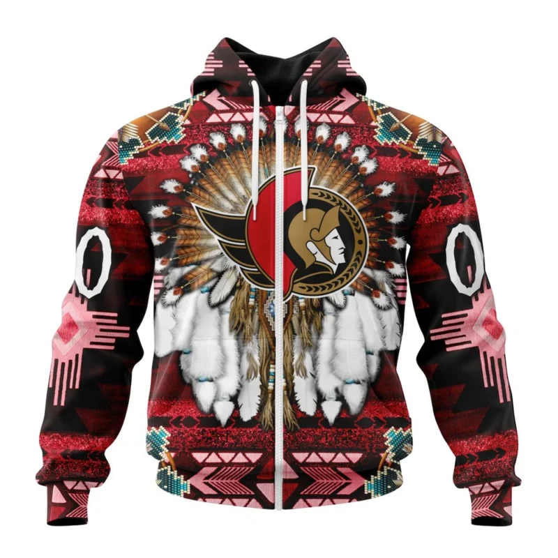 NHL Personalized Name And Number, Ottawa Senators Special Native Costume Design,QTNHL Personalized Name And Number,080524B2680