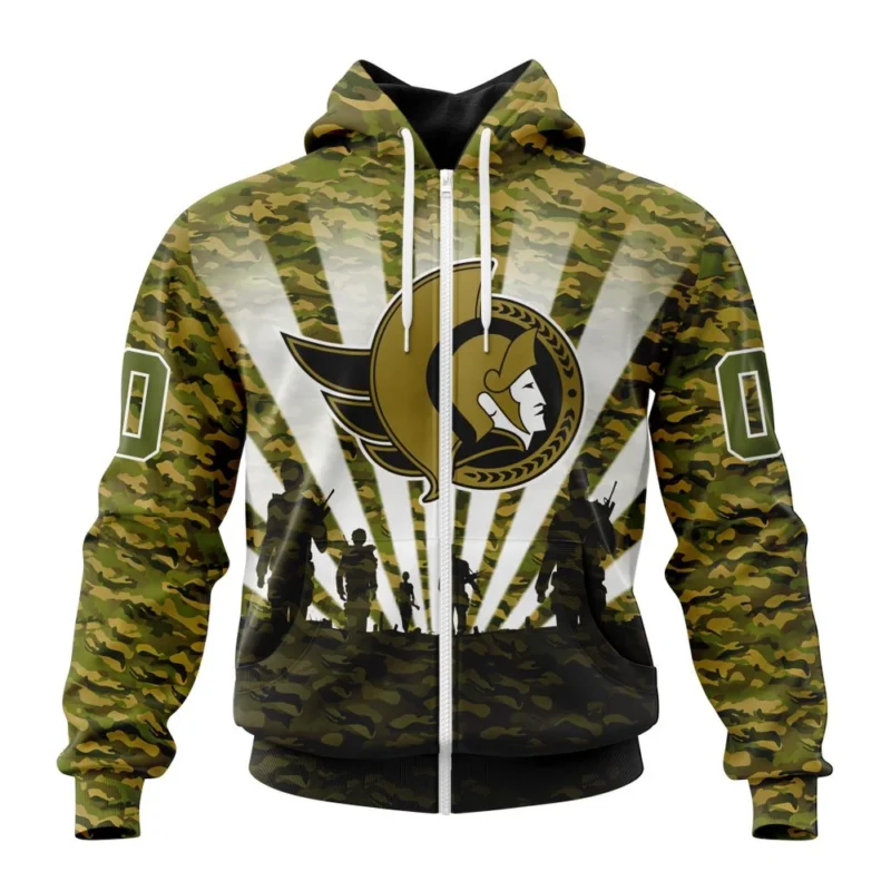 NHL Ottawa Senators Special Military Camo Kits For Veterans Day And Rememberance Day,QTNHL 080524B3469