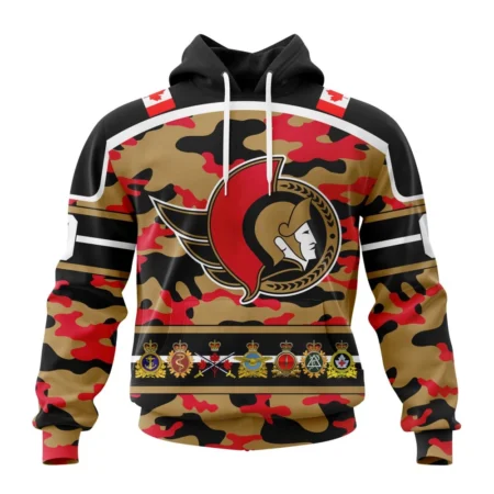 NHL Ottawa Senators, Specialized Design Wih Camo Team Color And Military Force Logo,QTNHL080524A3530