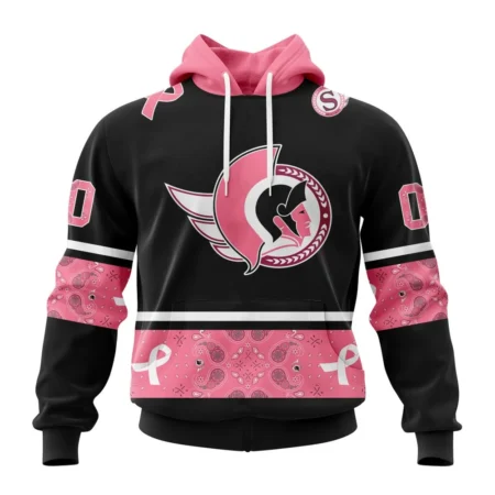 NHL Ottawa Senators, Specialized Design In Classic Style With Paisley, In October We Wear Pink Breast Cancer,QTNHL080524A3587