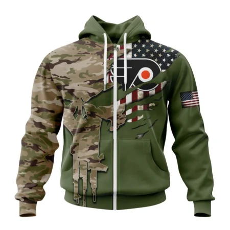 NHL Personalized Name And Number, Philadelphia Flyers Special Camo Skull Design,QTNHL Personalized Name And Number,080524B1708