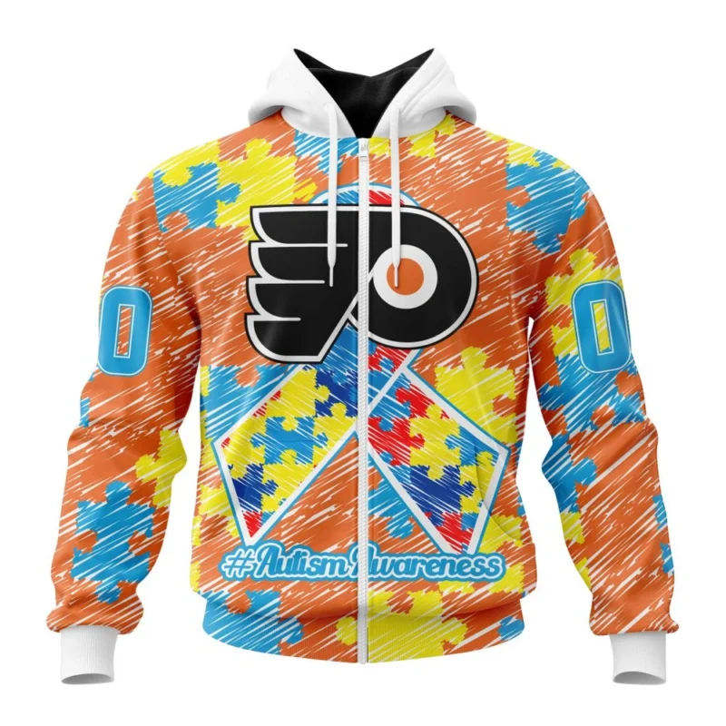 NHL Personalized Name And Number, Philadelphia Flyers Special Autism Awareness Design,QTNHL Personalized Name And Number,080524B2469