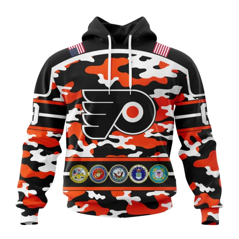 NHL Philadelphia Flyers, Specialized Design Wih Camo Team Color And Military Force Logo,QTNHL080524A3529