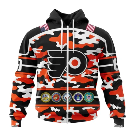 NHL Philadelphia Flyers, Specialized Design Wih Camo Team Color And Military Force Logo,QTNHL 080524B3529