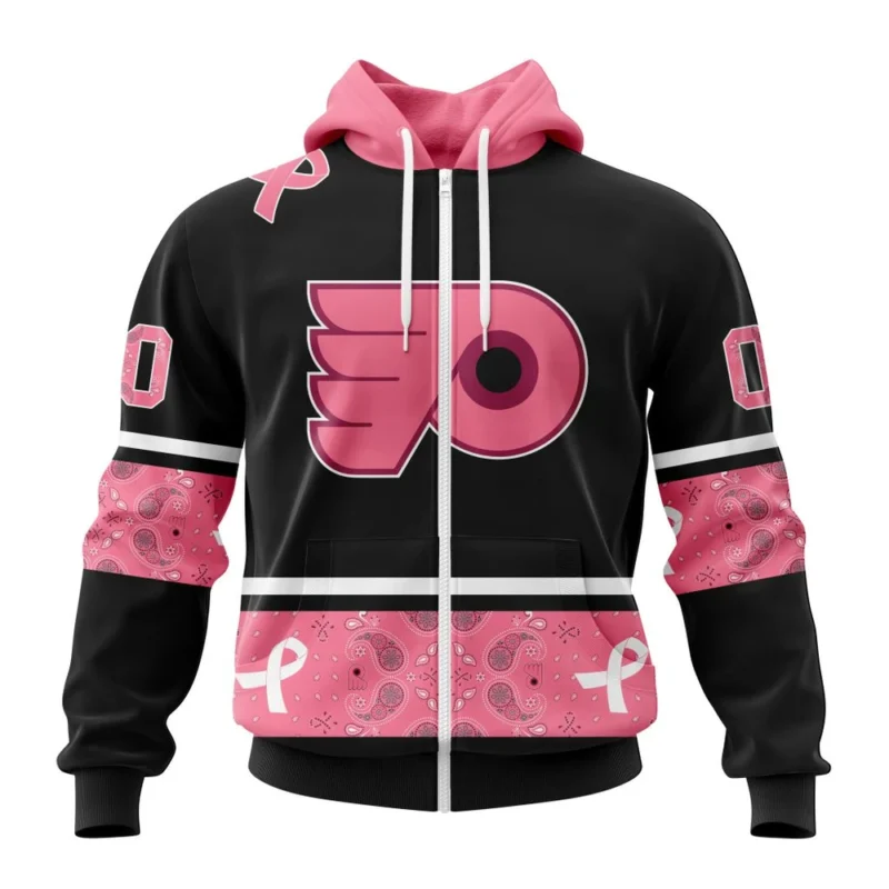 NHL Philadelphia Flyers, Specialized Design In Classic Style With Paisley, In October We Wear Pink Breast Cancer,QTNHL 080524B3586