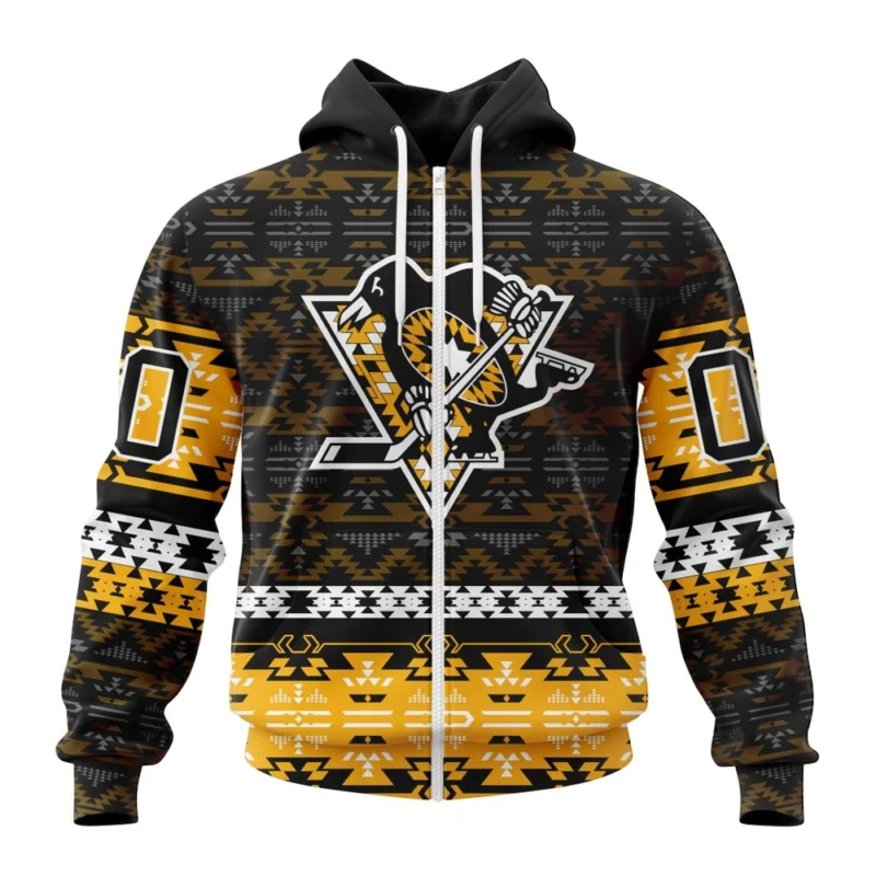 NHL Personalized Name And Number, Pittsburgh Penguins Special Design With Native Pattern,QTNHL Personalized Name And Number,080524B1327